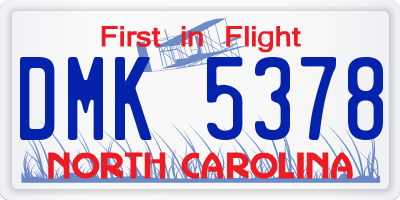 NC license plate DMK5378
