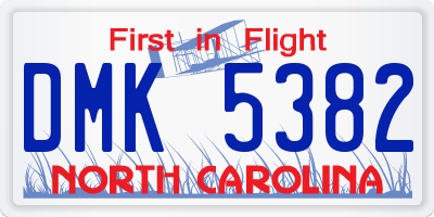 NC license plate DMK5382