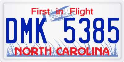 NC license plate DMK5385
