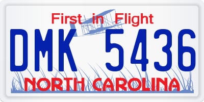 NC license plate DMK5436
