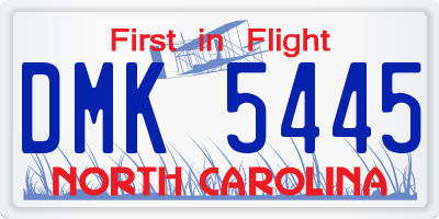 NC license plate DMK5445