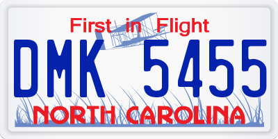 NC license plate DMK5455