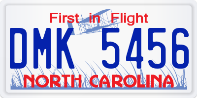 NC license plate DMK5456