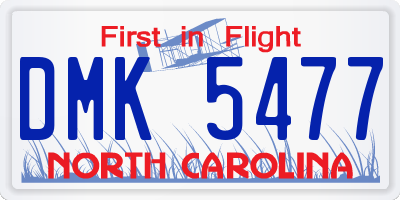 NC license plate DMK5477
