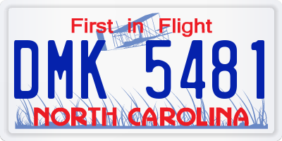 NC license plate DMK5481