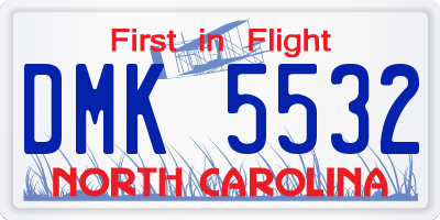 NC license plate DMK5532