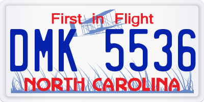 NC license plate DMK5536