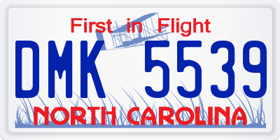 NC license plate DMK5539