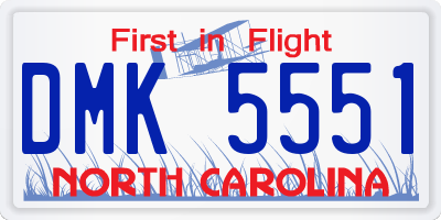 NC license plate DMK5551