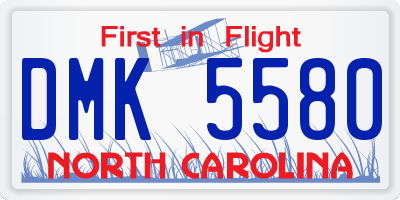 NC license plate DMK5580