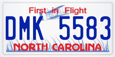 NC license plate DMK5583