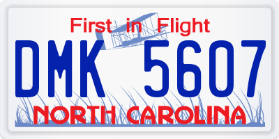 NC license plate DMK5607