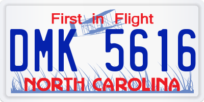 NC license plate DMK5616