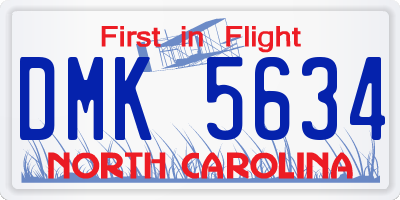 NC license plate DMK5634