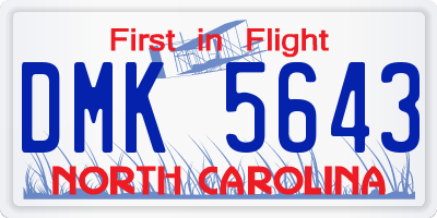 NC license plate DMK5643