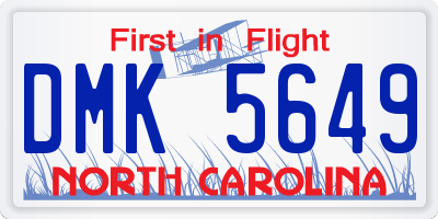 NC license plate DMK5649