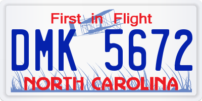 NC license plate DMK5672