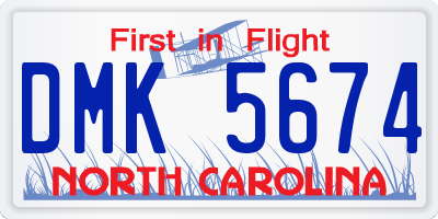 NC license plate DMK5674
