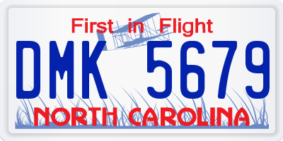 NC license plate DMK5679