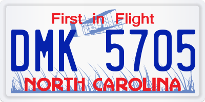NC license plate DMK5705
