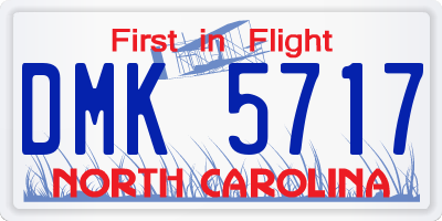 NC license plate DMK5717