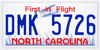 NC license plate DMK5726