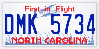 NC license plate DMK5734