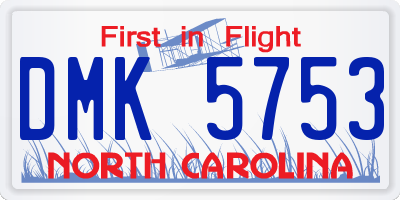 NC license plate DMK5753