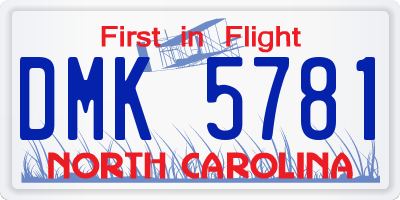 NC license plate DMK5781