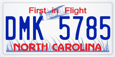 NC license plate DMK5785