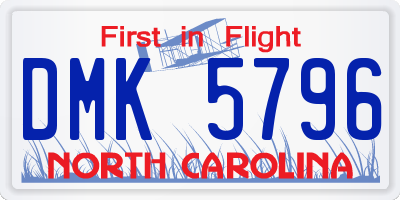 NC license plate DMK5796
