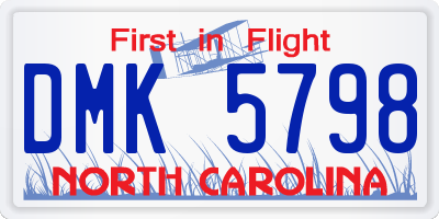 NC license plate DMK5798