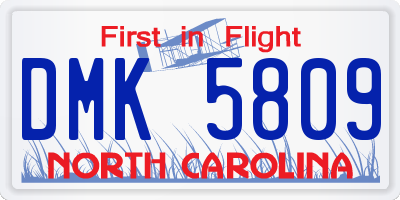 NC license plate DMK5809