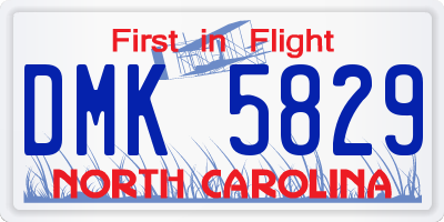 NC license plate DMK5829
