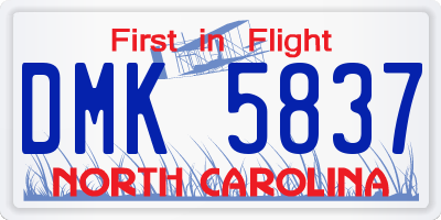 NC license plate DMK5837