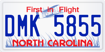 NC license plate DMK5855