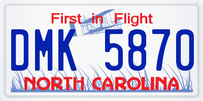 NC license plate DMK5870