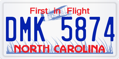 NC license plate DMK5874