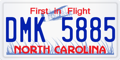 NC license plate DMK5885