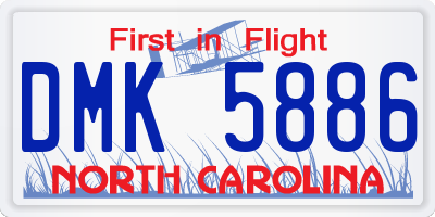 NC license plate DMK5886