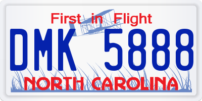 NC license plate DMK5888