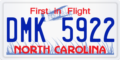 NC license plate DMK5922