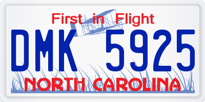 NC license plate DMK5925
