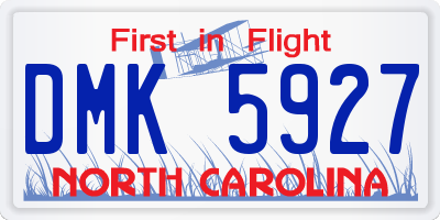 NC license plate DMK5927