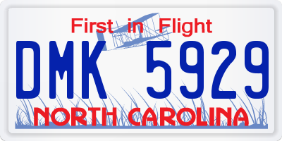 NC license plate DMK5929