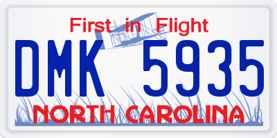 NC license plate DMK5935