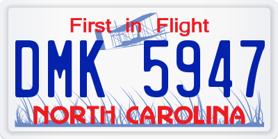 NC license plate DMK5947