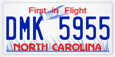 NC license plate DMK5955