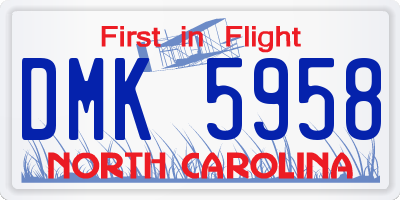 NC license plate DMK5958
