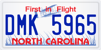 NC license plate DMK5965
